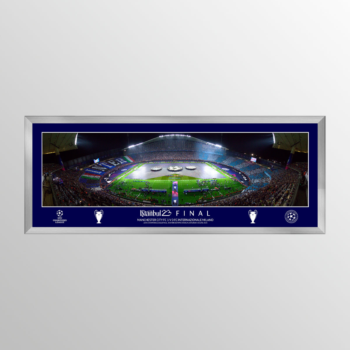 2023 UEFA Champions League Final Istanbul 30&quot; Framed Panoramic Visual Line Up