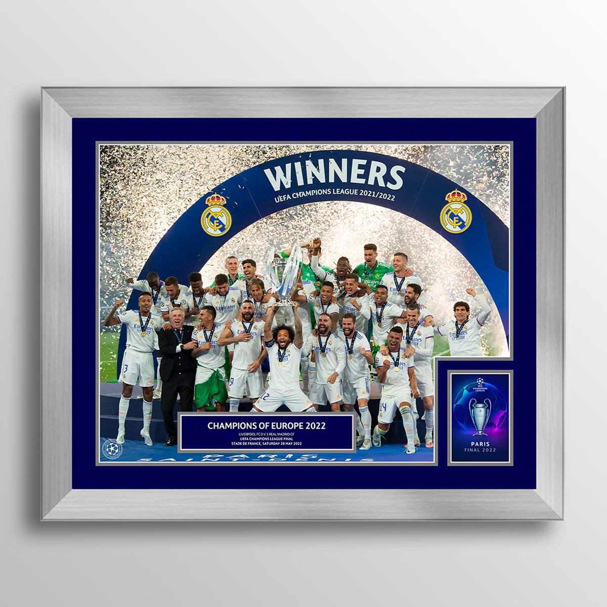 UEFA Champions League Final Real Madrid Cup Lift Visual 20x16&quot; UEFA Club Competitions Online Store