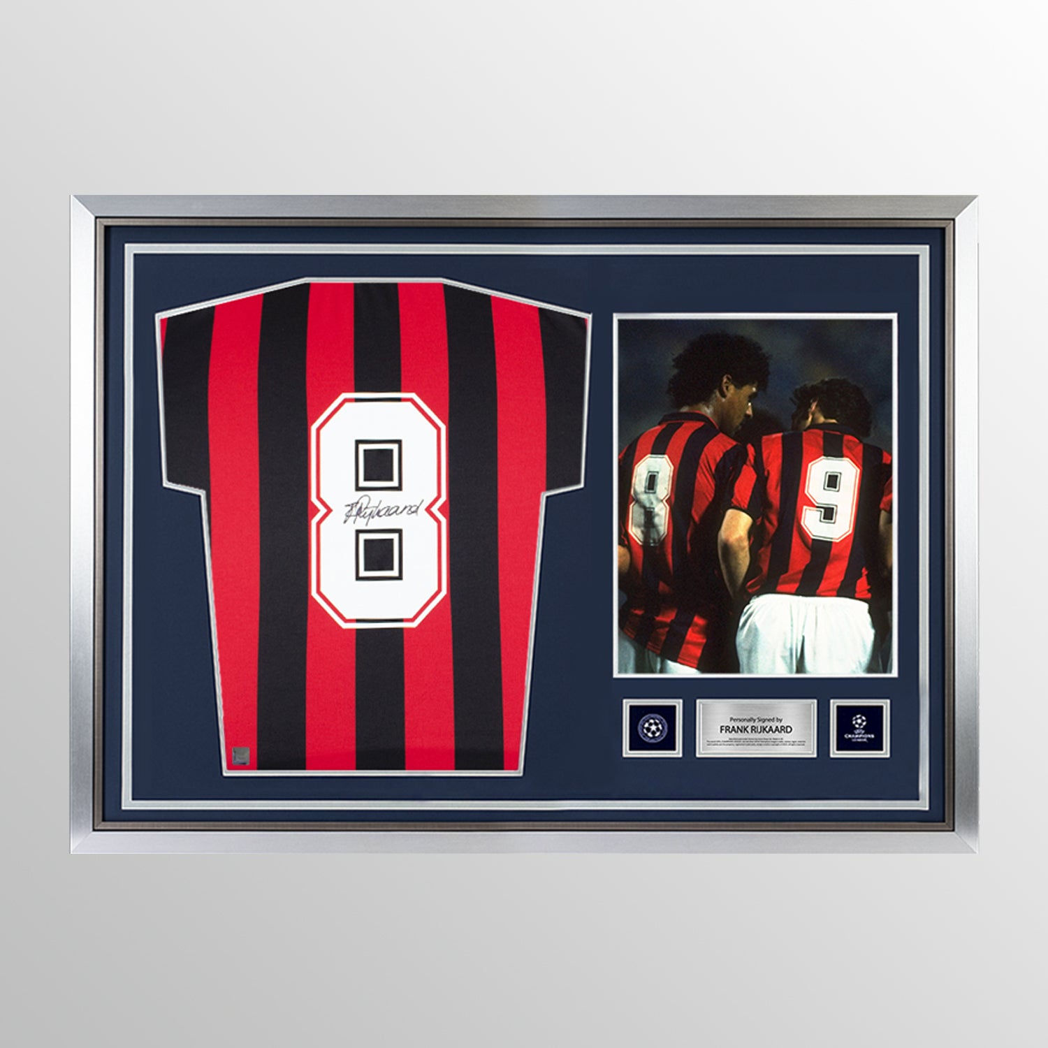 Frank Rijkaard Official UEFA Champions League Back Signed and Hero Framed AC Milan Home Shirt UEFA Club Competitions Online Store