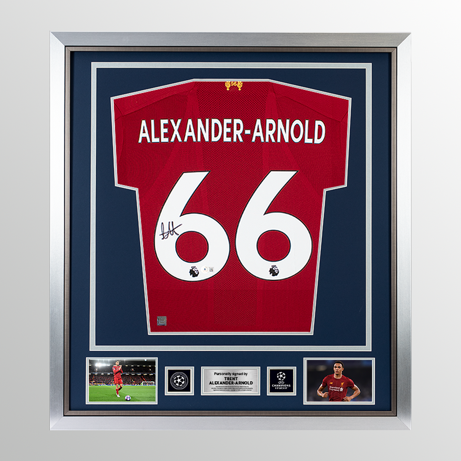 Trent Alexander-Arnold Official UEFA Champions League Back Signed and Framed Liverpool FC 2019-20 Home Shirt UEFA Club Competitions Online Store