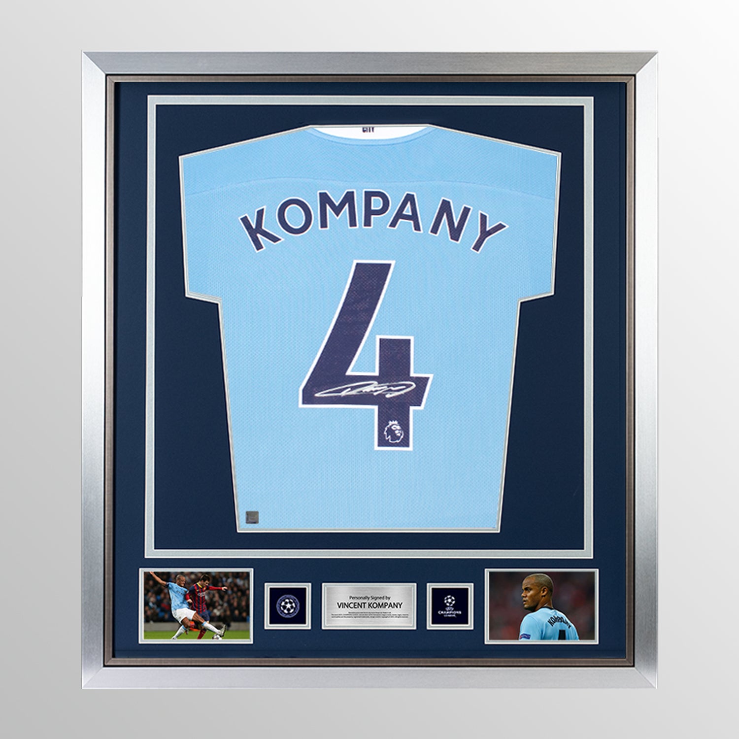 Vincent Kompany Official UEFA Champions League Back Signed and Framed Manchester City 2020-21 Home Shirt UEFA Club Competitions Online Store