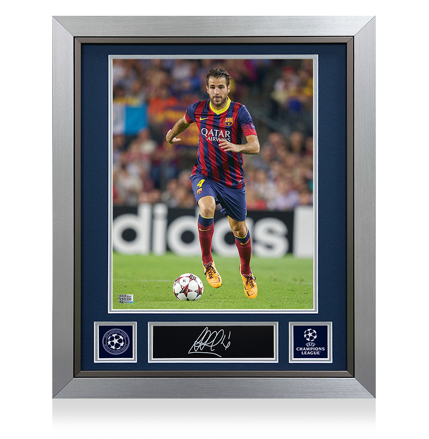 Cesc Fabregas Official UEFA Champions League Signed Plaque and Photo Frame: FC Barcelona Icon