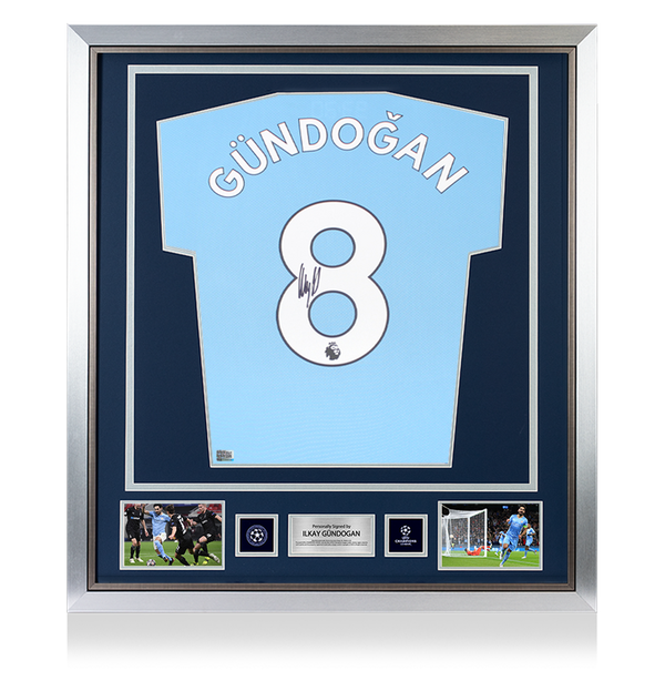Ilkay Gundogan Official UEFA Champions League Back Signed and Framed  Manchester City 2021-22 Home Shirt