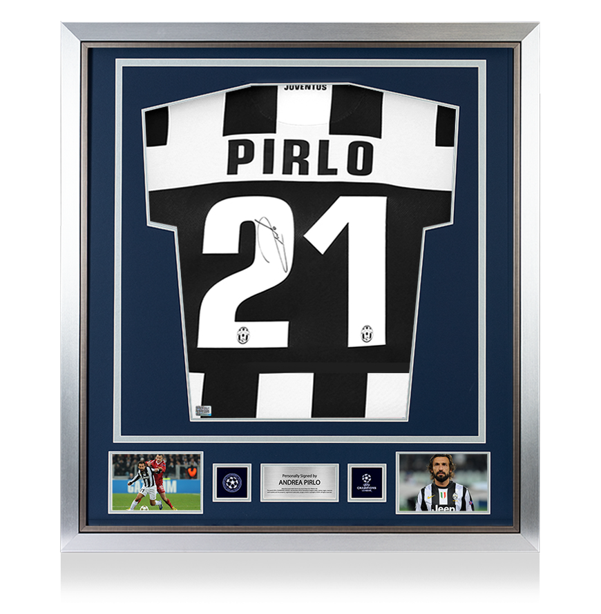 Andrea Pirlo Official UEFA Champions League Back Signed and Framed Juventus 2012-13 Home Shirt