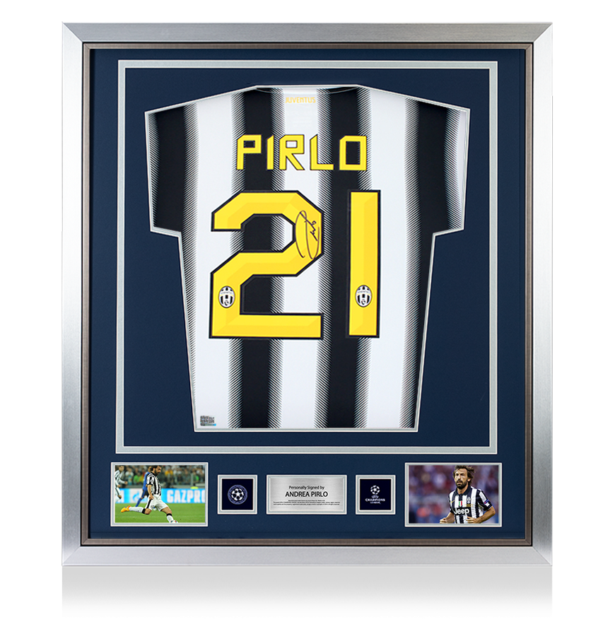 Andrea Pirlo Official UEFA Champions League Back Signed and Framed Juventus 2011-12 Home Shirt