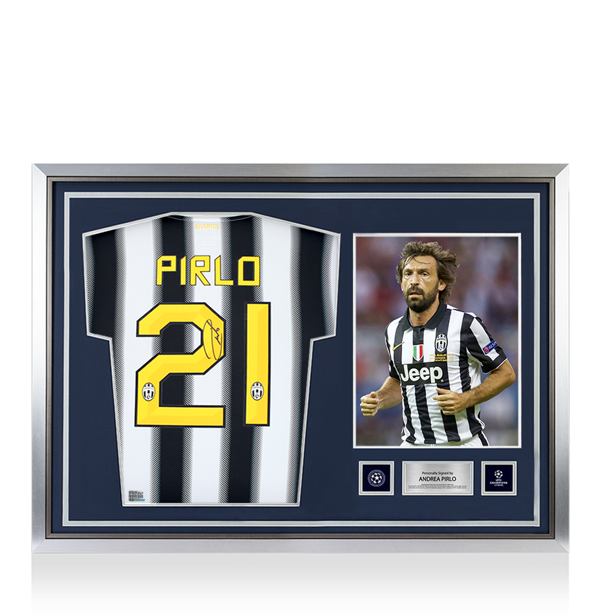 Andrea Pirlo Official UEFA Champions League Back Signed and Hero Framed Juventus 2011-12 Home Shirt