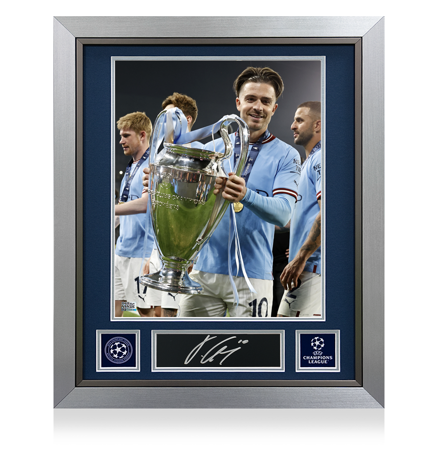 Jack Grealish Official UEFA Champions League Signed Plaque and Photo Frame: 2023 Winner