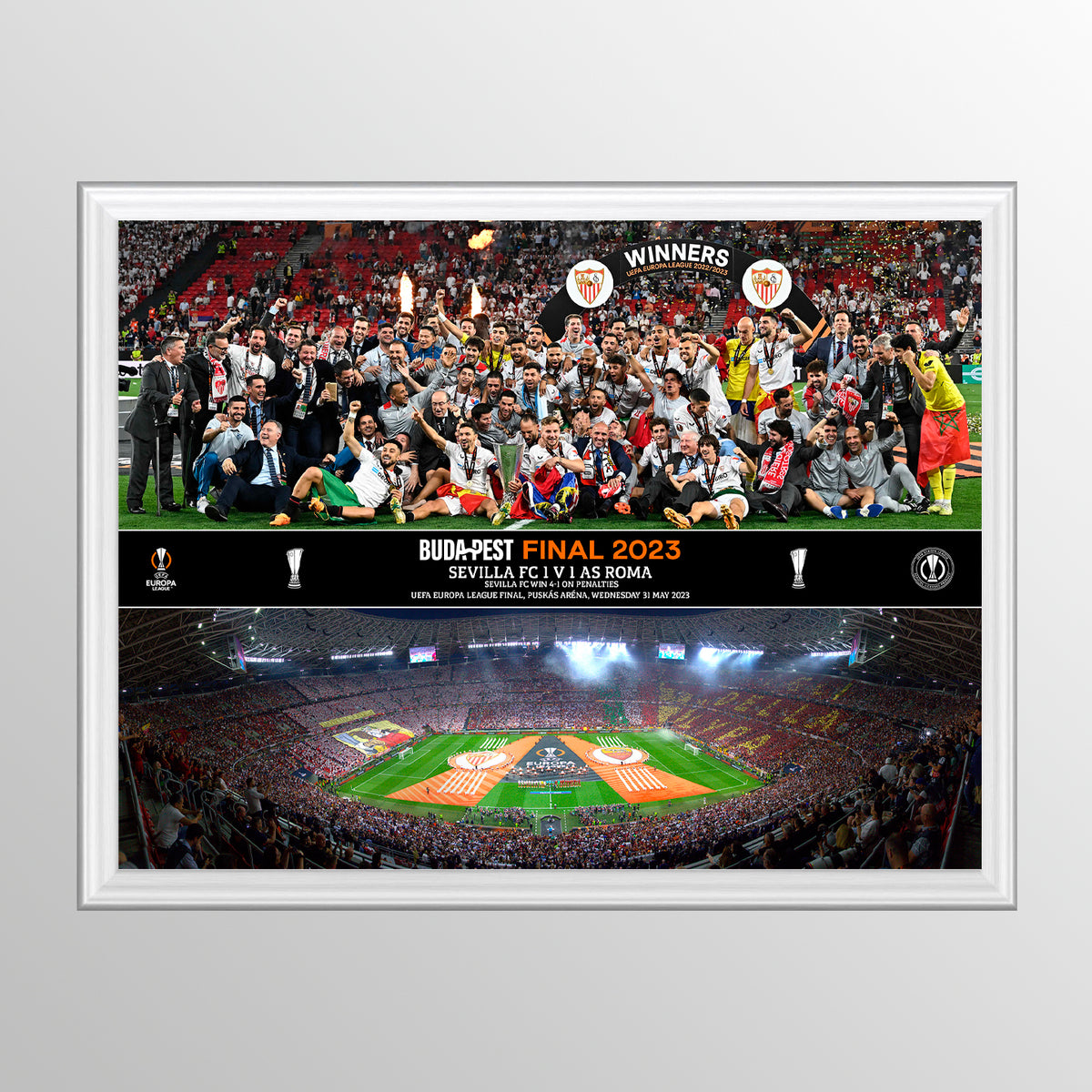 2023 UEFA Europa League Final Budapest Celebration Montage avec Trophy Lift and Panoramic Line Up