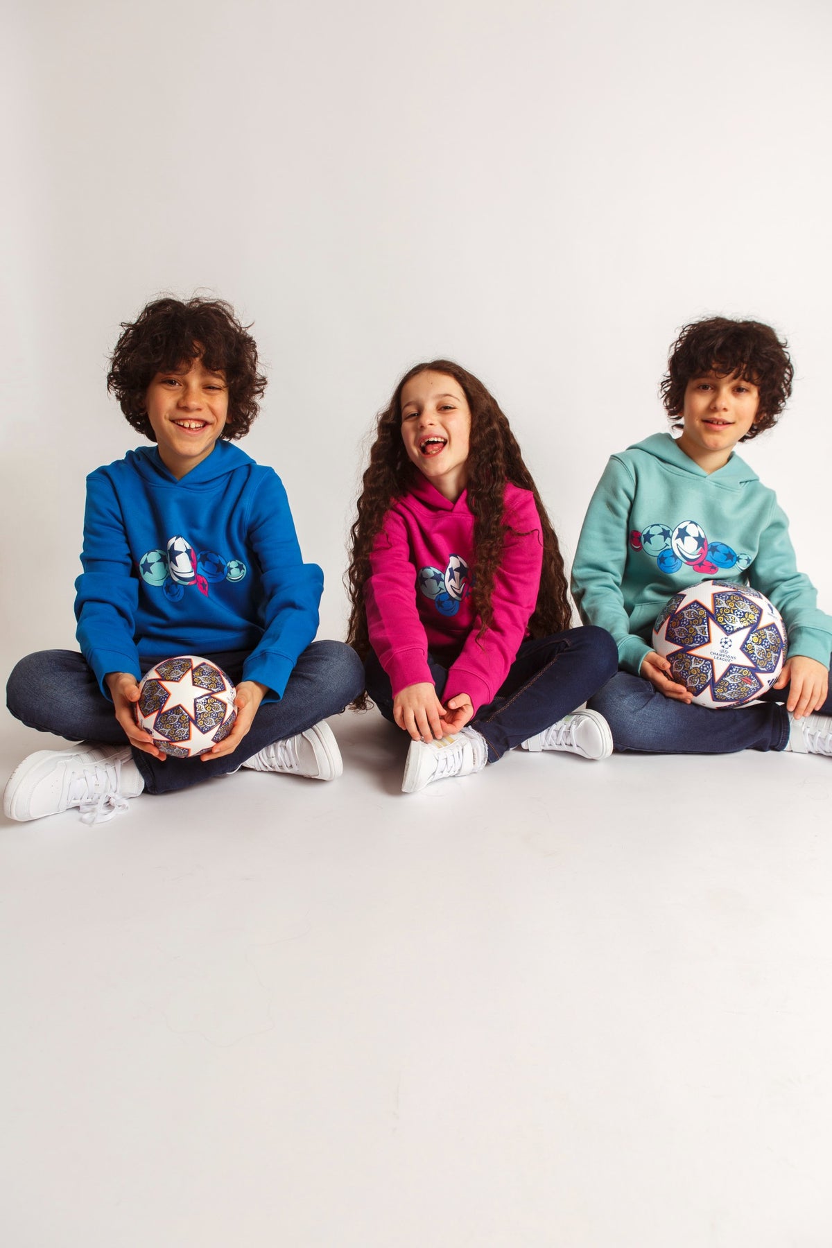 UCL Smiling Starball Kinder Kapuzenpullover – Königsblau