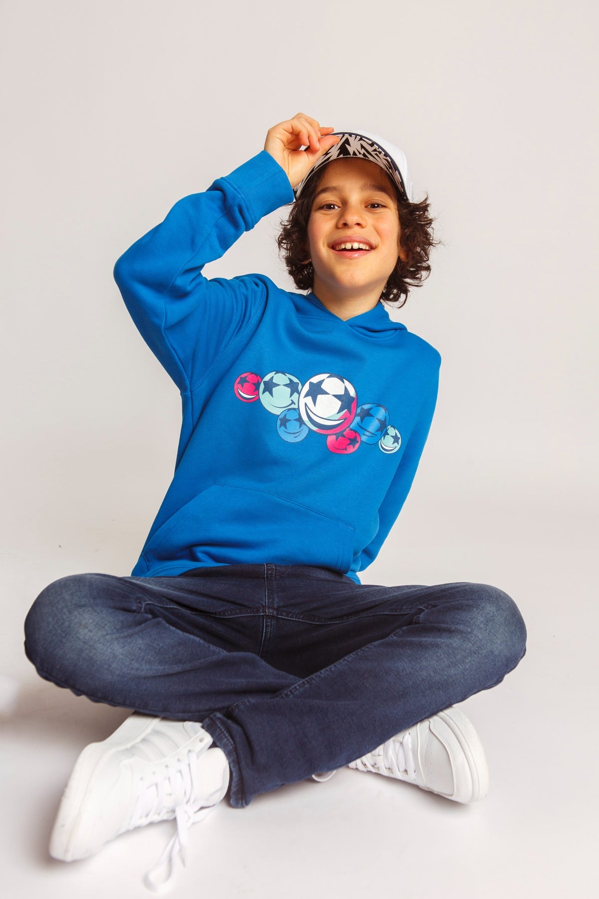 Felpa con cappuccio per bambini UCL Smiling Starball - blu reale