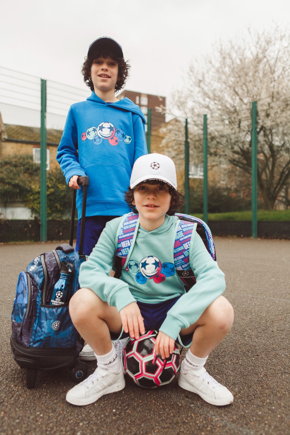 UCL souriant Starball Kids Hoodie - Teal Monstera