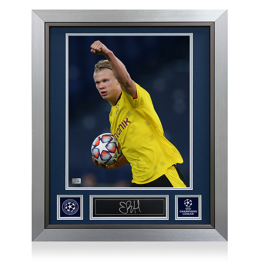 Erling Haaland Official UEFA Champions League Signed Plaque and Photo Frame: Borussia Dortmund Legend UEFA Club Competitions Online Store