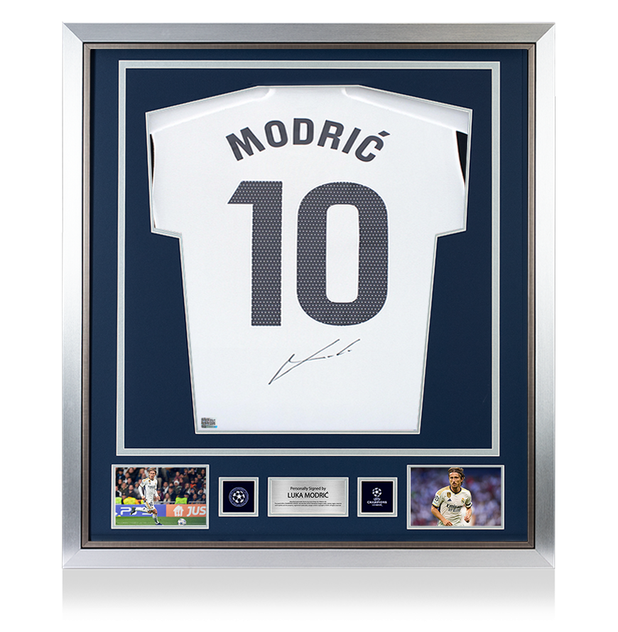 Luka Modric Official UEFA Champions League Back Signed and Framed Real Madrid 2023-24 Home Shirt UEFA Club Competitions Online Store