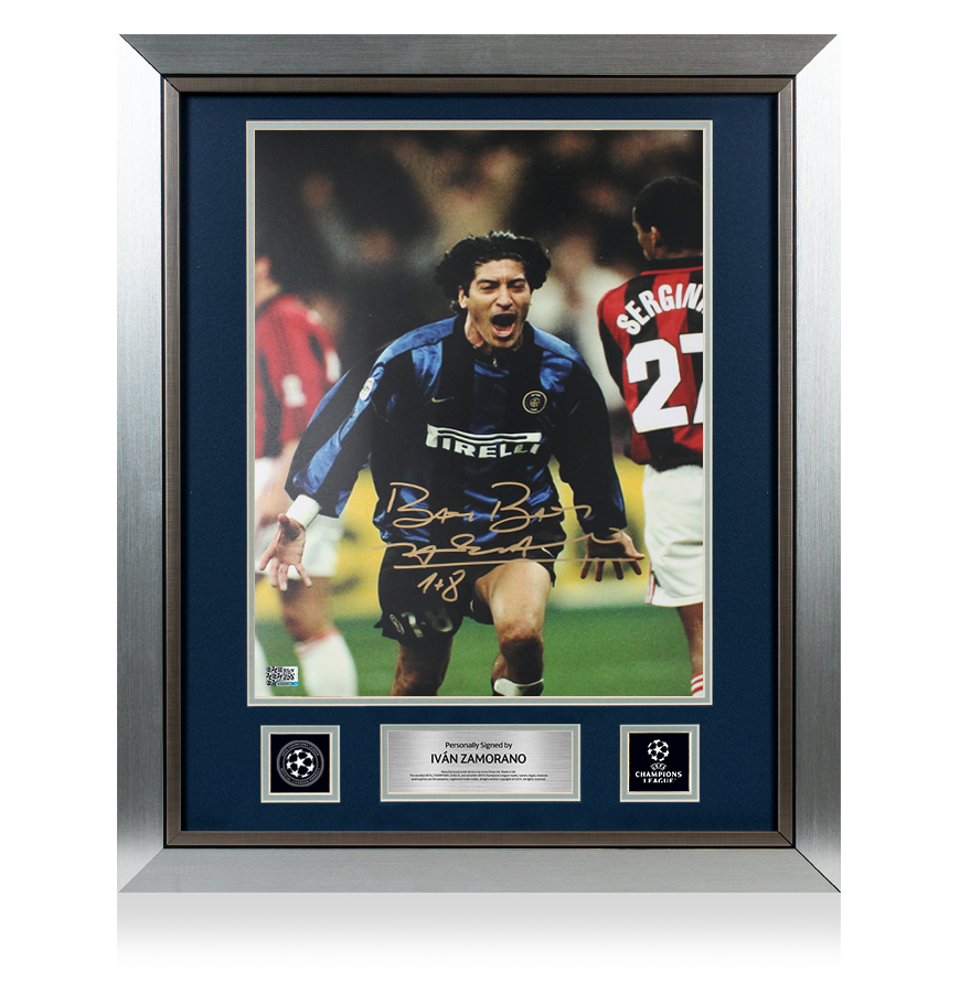 Ivan Zamorano Official UEFA Champions League Signed and Framed Internazionale Photo UEFA Club Competitions Online Store