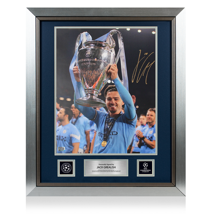 Jack Grealish Official UEFA Champions League Signed and Framed Manchester City Photo: 2023 Winner UEFA Club Competitions Online Store