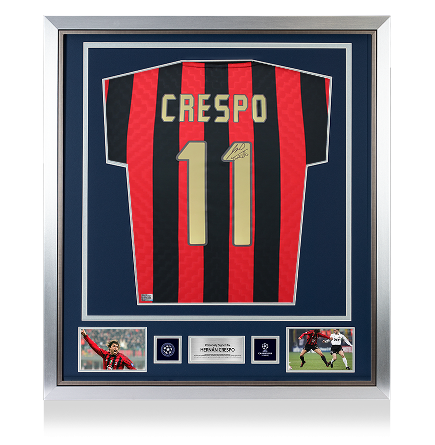 Hernan Crespo Official UEFA Champions League Back Signed and Framed AC Milan 1996 Home Shirt with Fan Style Number UEFA Club Competitions Online Store