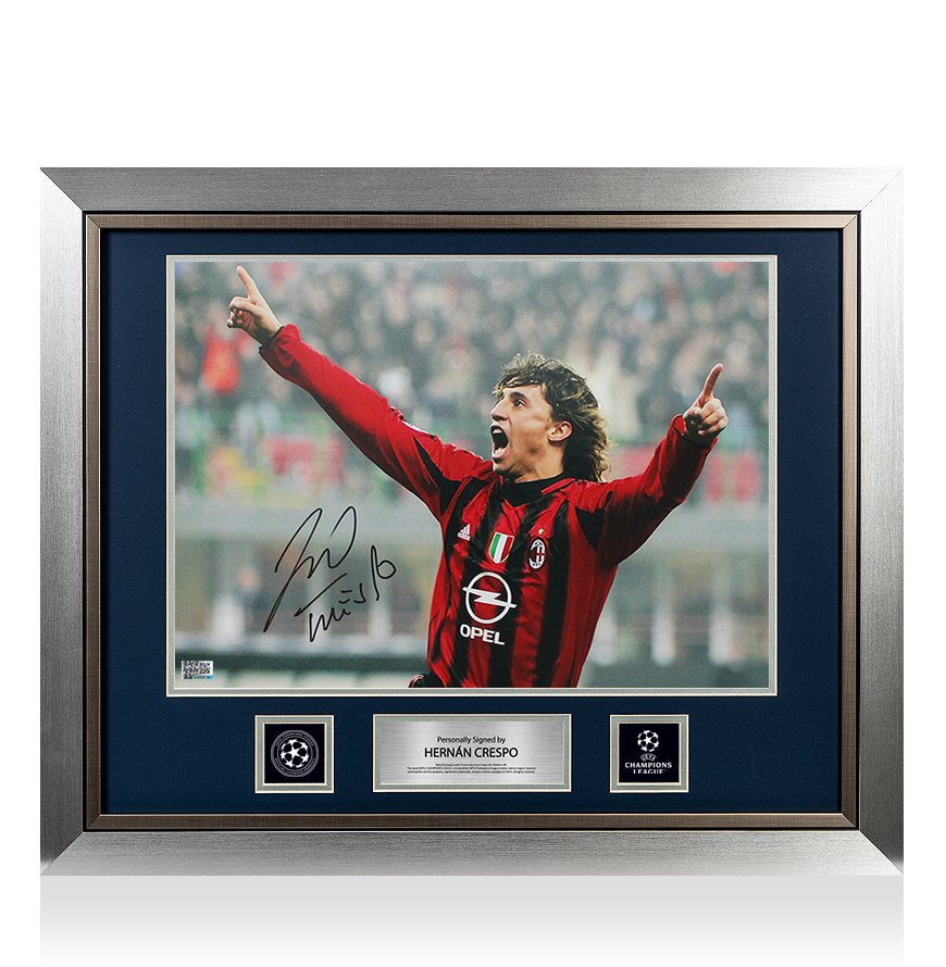 Hernan Crespo Official UEFA Champions League Signed and Framed AC Milan Photo: Celebration UEFA Club Competitions Online Store