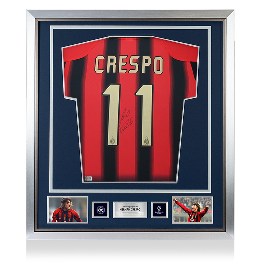 Hernan Crespo Official UEFA Champions League Back Signed and Framed AC Milan 2004-05 Home Shirt UEFA Club Competitions Online Store