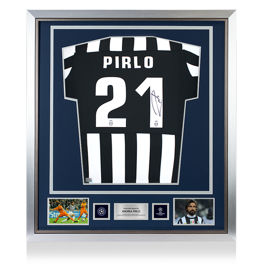 Andrea Pirlo Official UEFA Champions League Back Signed and Framed Juventus 2015-16 Home Shirt UEFA Club Competitions Online Store