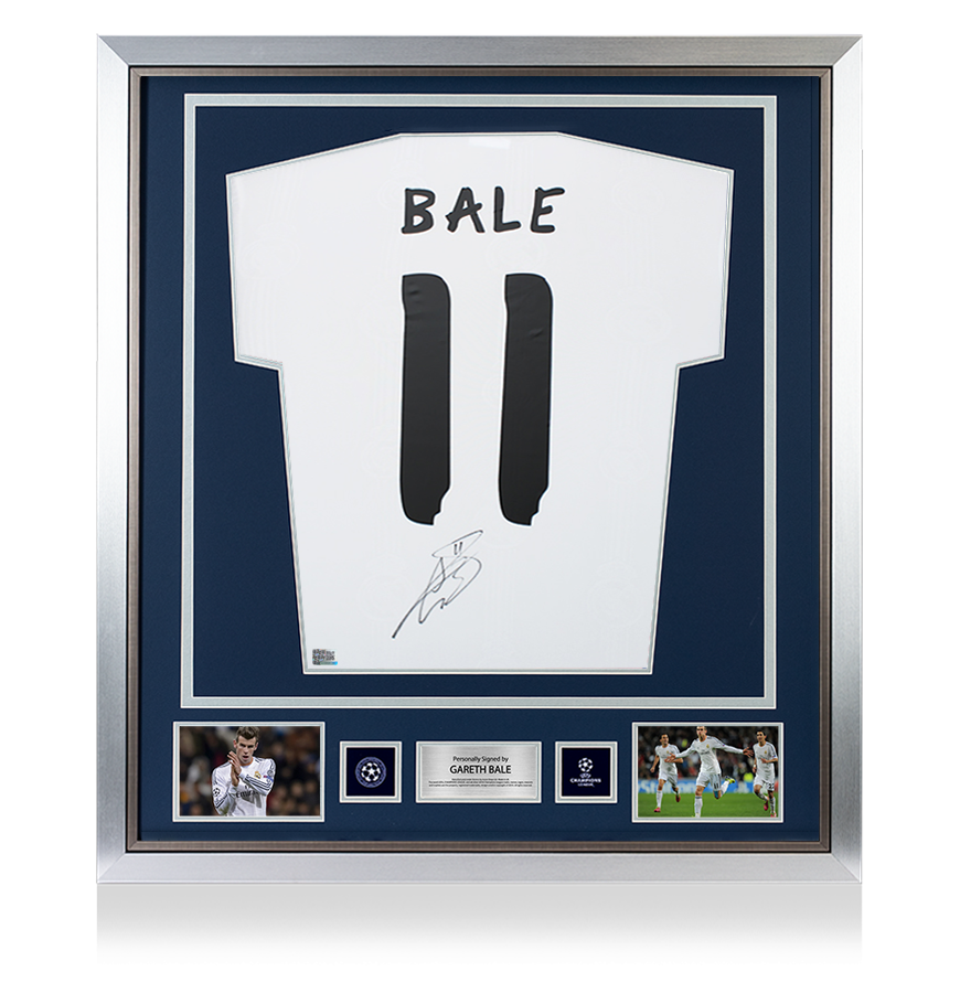 Gareth Bale Official UEFA Champions League Back Signed and Framed Real Madrid Modern Home Shirt with Fan Style Numbers UEFA Club Competitions Online Store
