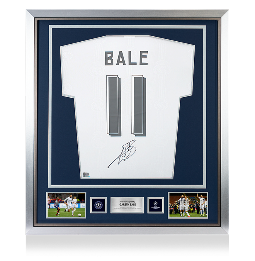 Gareth Bale Official UEFA Champions League Back Signed and Framed Real Madrid Modern Home Shirt with Fan Style Numbers UEFA Club Competitions Online Store