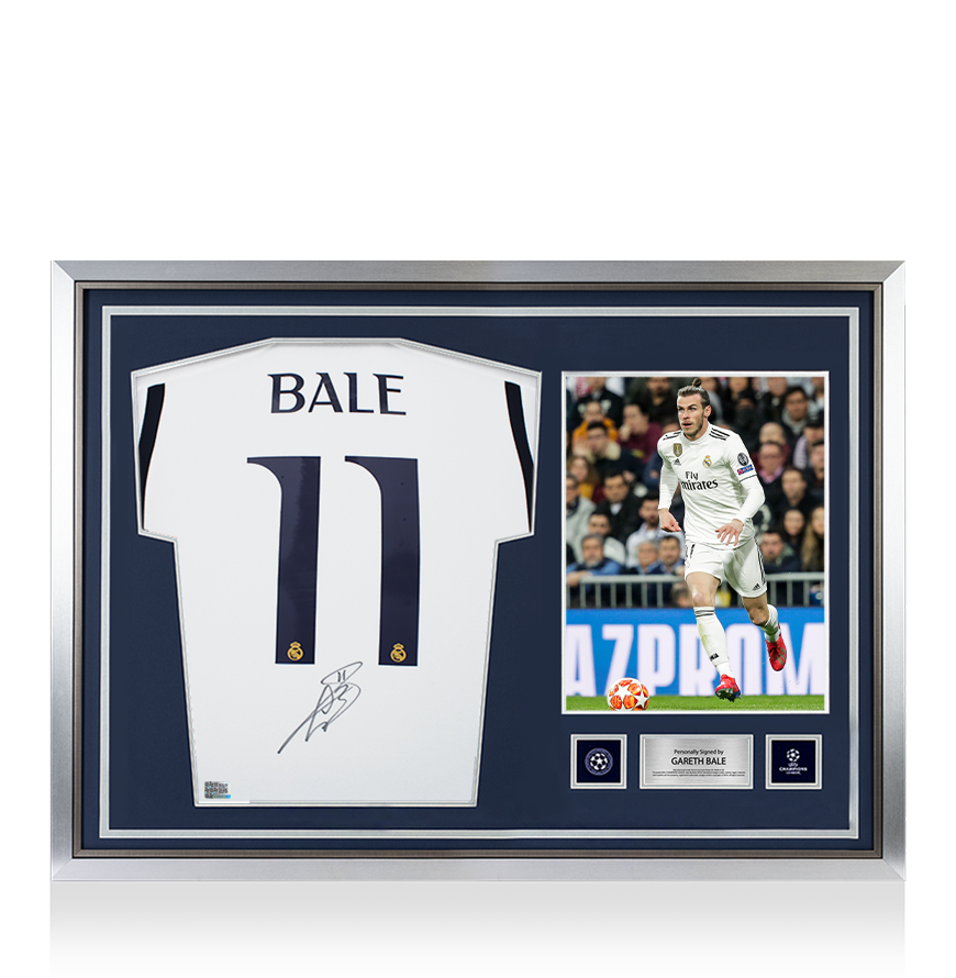 Gareth Bale Official UEFA Champions League Back Signed and Hero Framed Real Madrid 2023-24 Home Shirt UEFA Club Competitions Online Store