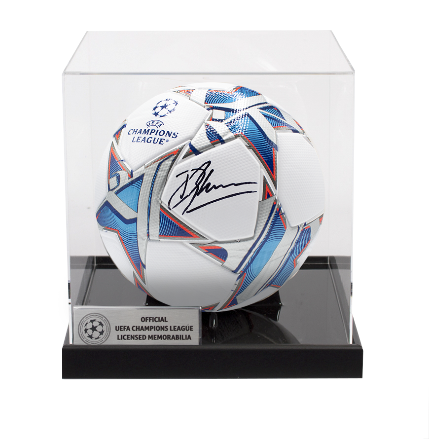 Dennis Bergkamp Official UEFA Champions League Signed Football In Acrylic Case UEFA Club Competitions Online Store