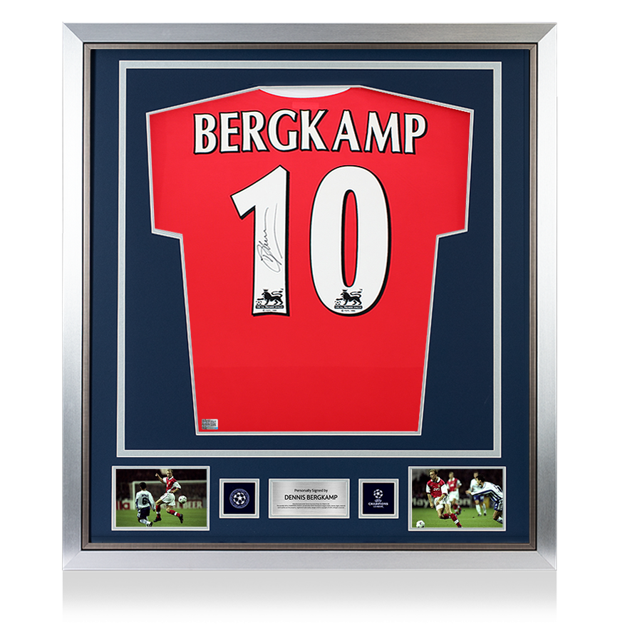 Dennis Bergkamp Official UEFA Champions League Back Signed and Framed Arsenal 1998-99 Home Shirt UEFA Club Competitions Online Store
