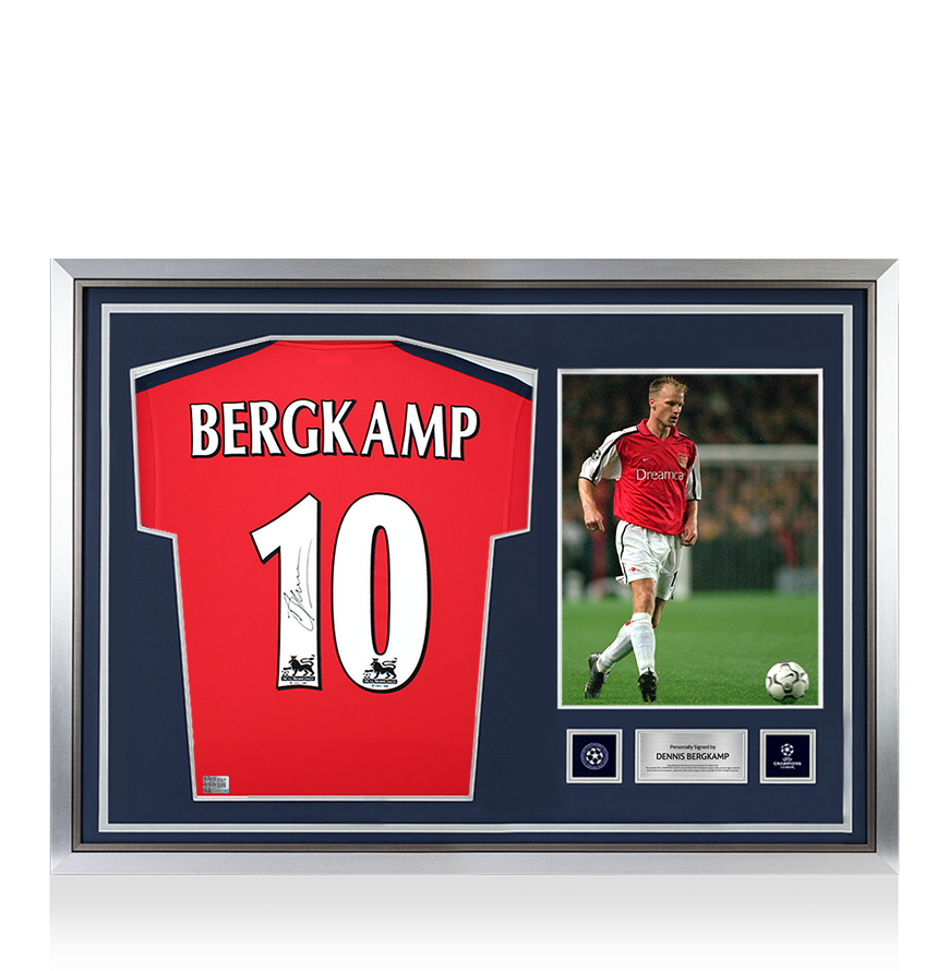 Dennis Bergkamp Official UEFA Champions League Back Signed and Hero Framed Arsenal 2000-02 Shirt UEFA Club Competitions Online Store