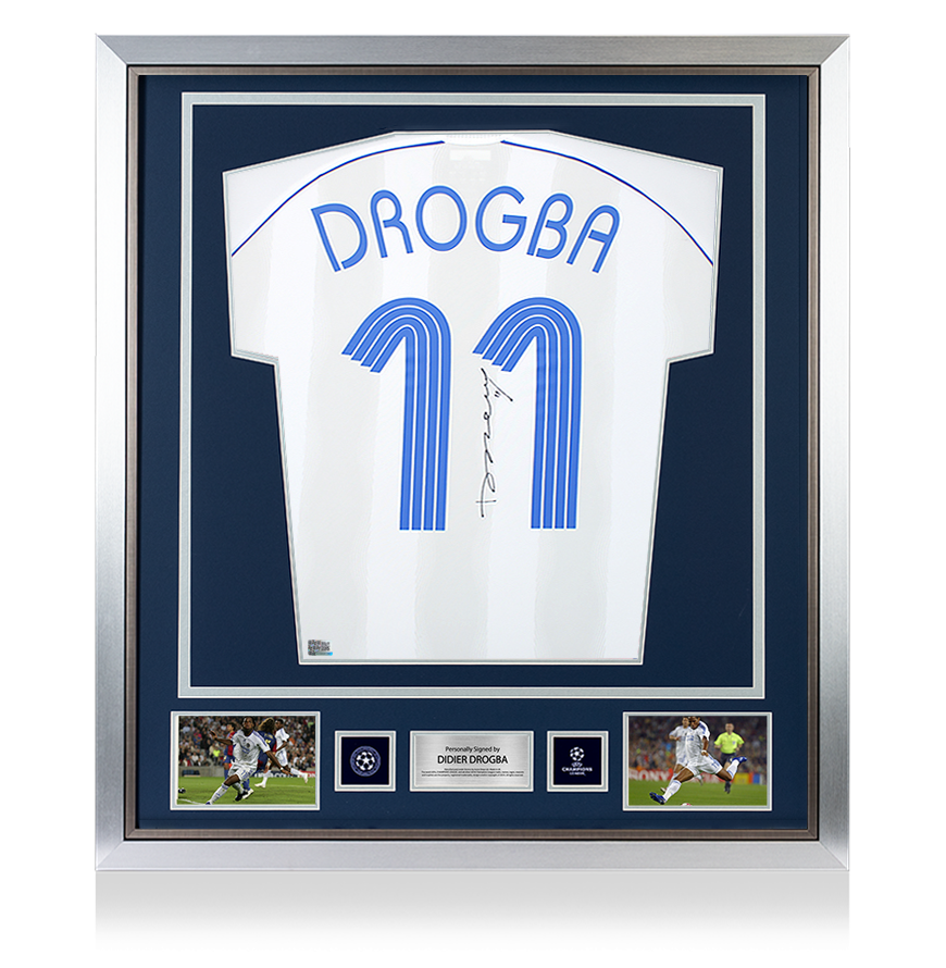 Didier Drogba Official UEFA Champions League Back Signed and Framed Chelsea 2006-07 Away Shirt UEFA Club Competitions Online Store