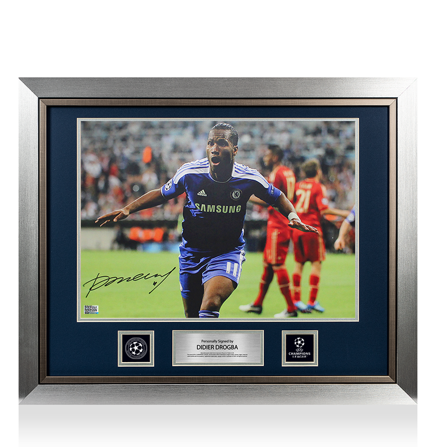 Didier Drogba Official UEFA Champions League Signed and Framed Chelsea Photo: 2012 Final Goal UEFA Club Competitions Online Store