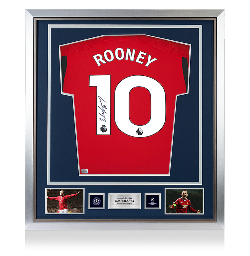 Wayne Rooney Official UEFA Champions League Back Signed and Framed Manchester United 2023-24 Home Shirt UEFA Club Competitions Online Store