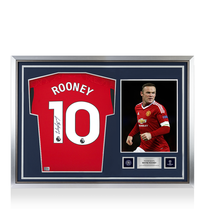 Wayne Rooney Official UEFA Champions League Back Signed and Hero Framed Manchester United 2023-24 Home Shirt UEFA Club Competitions Online Store