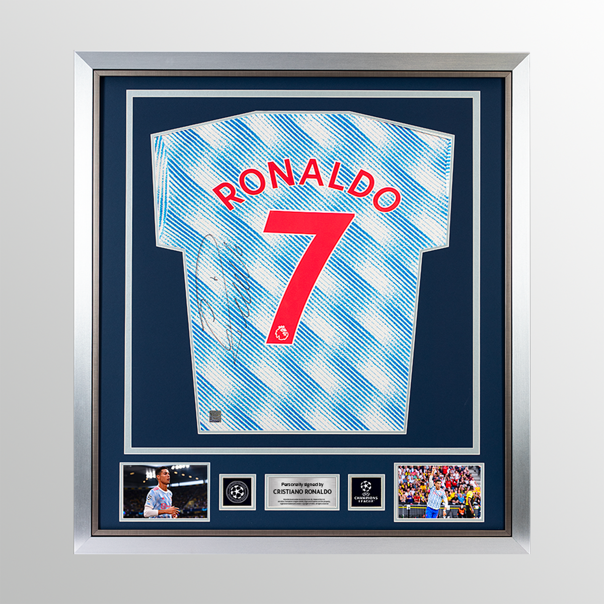 Cristiano Ronaldo Official UEFA Champions League Back Signed and Framed Manchester United 2021-22 Away Shirt UEFA Club Competitions Online Store