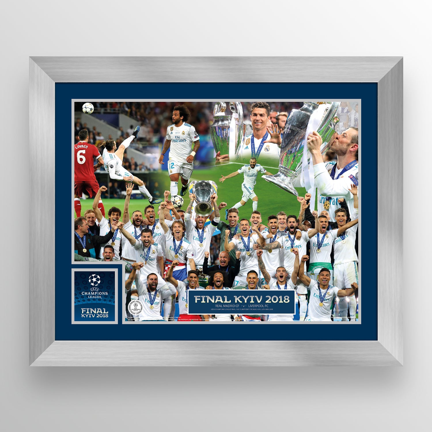 UEFA Champions League 2018 Final - Winner: Real Madrid - Silver Frame UEFA Club Competitions Online Store