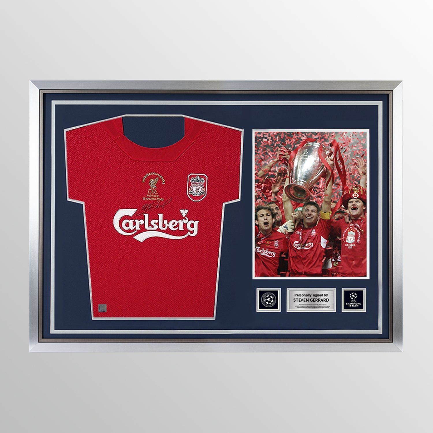 Steven Gerrard Official UEFA Champions League Signed and Hero Framed Liverpool 2005 Home Shirt: 2005 Final Edition UEFA Club Competitions Online Store
