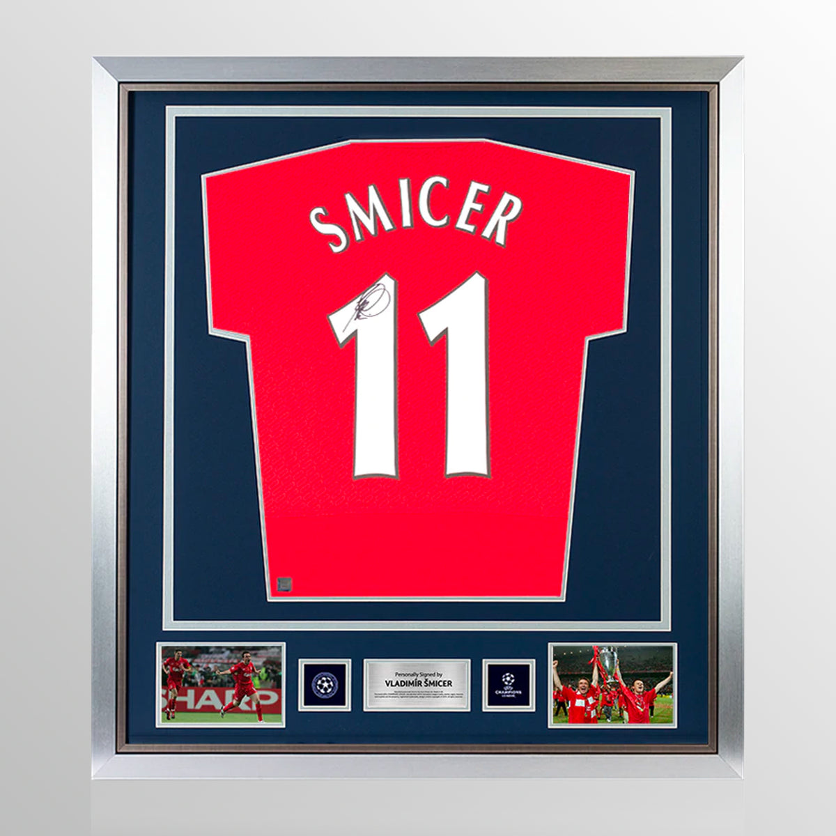 Vladimir Smicer Official UEFA Champions League Back Signed and Framed Liverpool 2005 Home Shirt UEFA Club Competitions Online Store