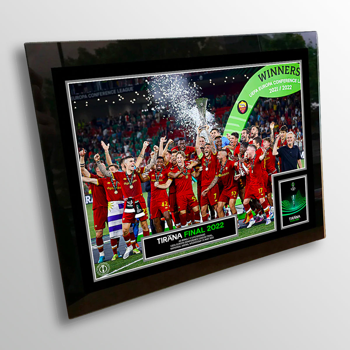 Tirana Tempered Glass Winners Trophy Lift 8x6 - Conference League Final UEFA Club Competitions Online Store