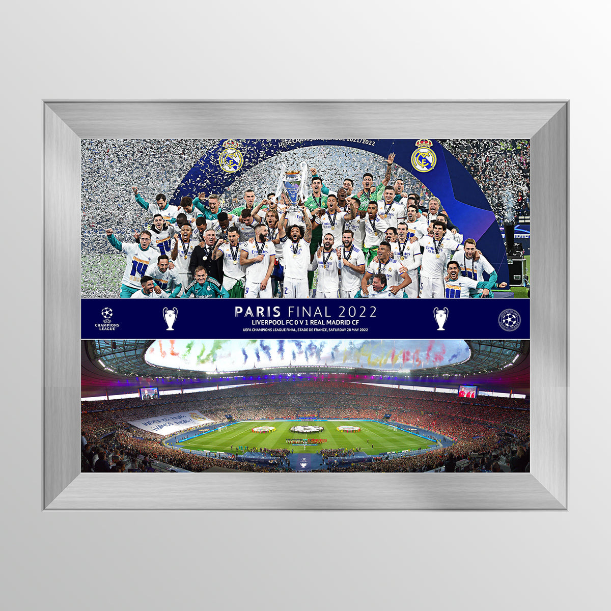 UEFA Champions League Trophy Lift and Line Up 16x12&quot; Montage Visual UEFA Club Competitions Online Store