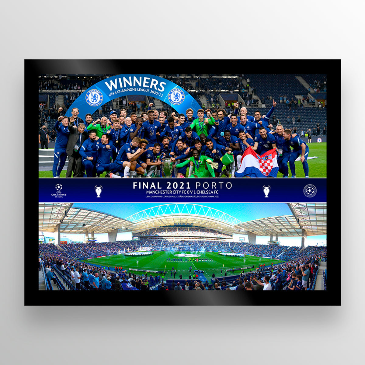 UEFA Champions League 2021 Final - Winner: Chelsea - Black Frame UEFA Club Competitions Online Store