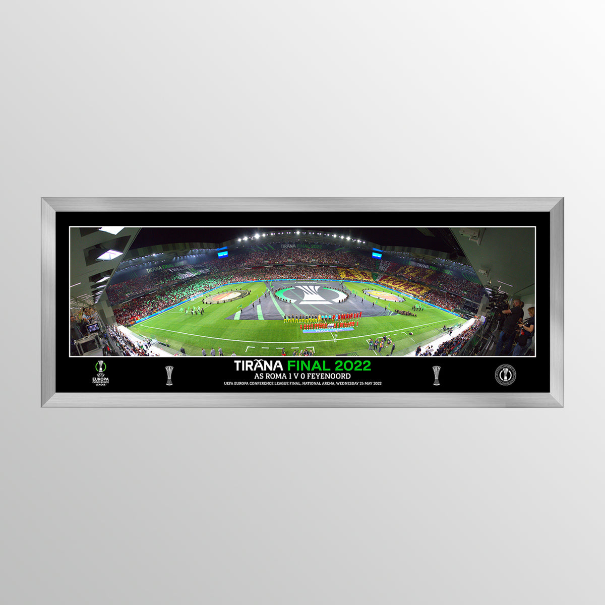 Tirana Panoramic Line Up Framed Print 30”x11&quot; - Conference League Final UEFA Club Competitions Online Store