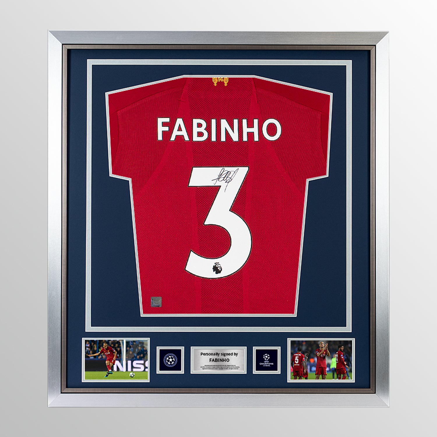 Fabinho Official UEFA Champions League Signed and Framed Liverpool 2019-20 Home Shirt UEFA Club Competitions Online Store