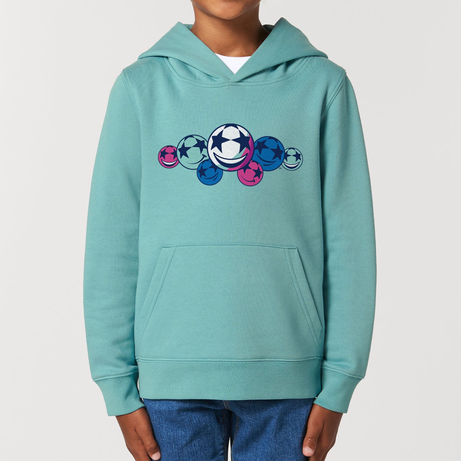 UCL Smiling Starball Kids Hoodie - Teal Monstera UEFA Club Competitions Online Store