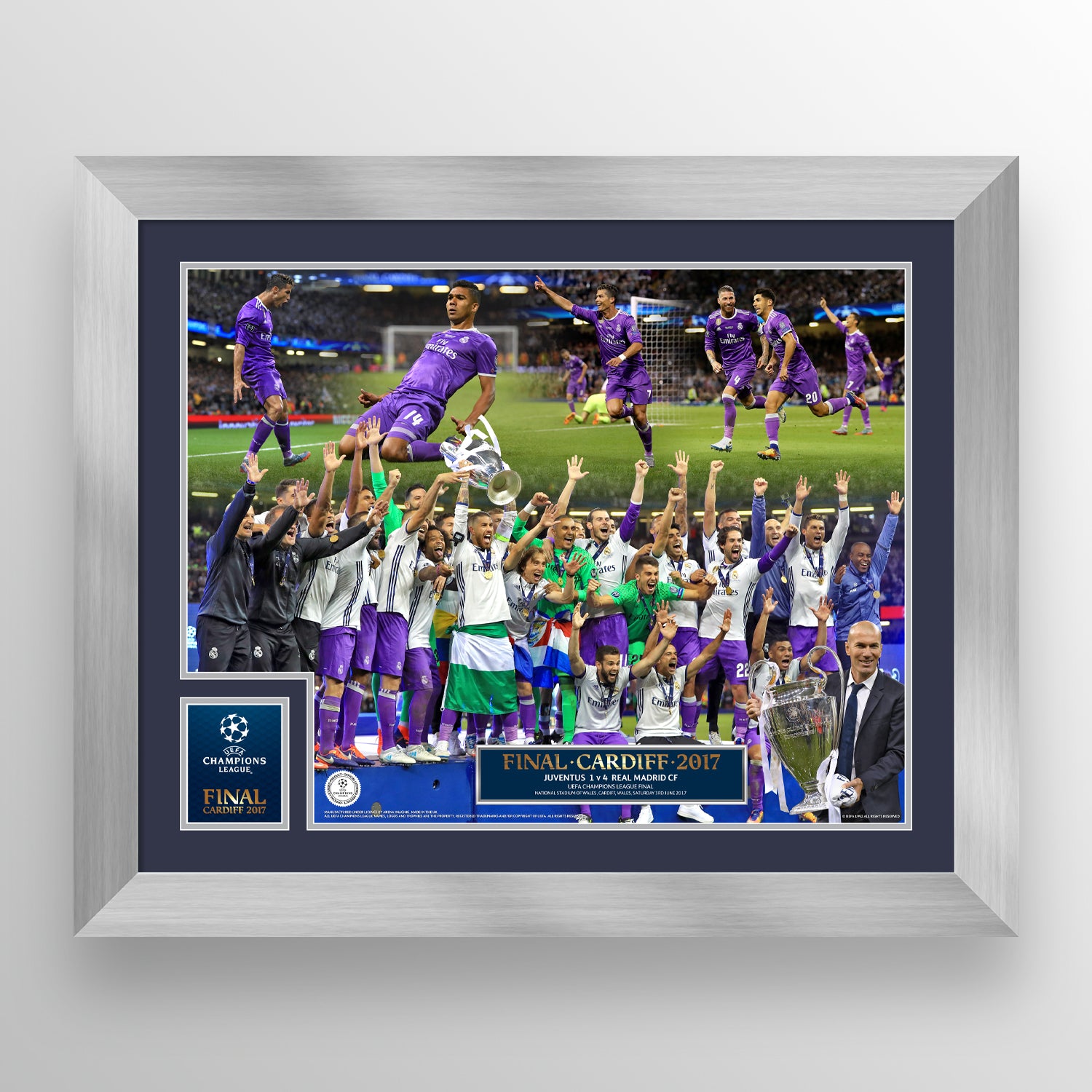 UEFA Champions League 2017 Final - Winner: Real Madrid - Silver Frame UEFA Club Competitions Online Store