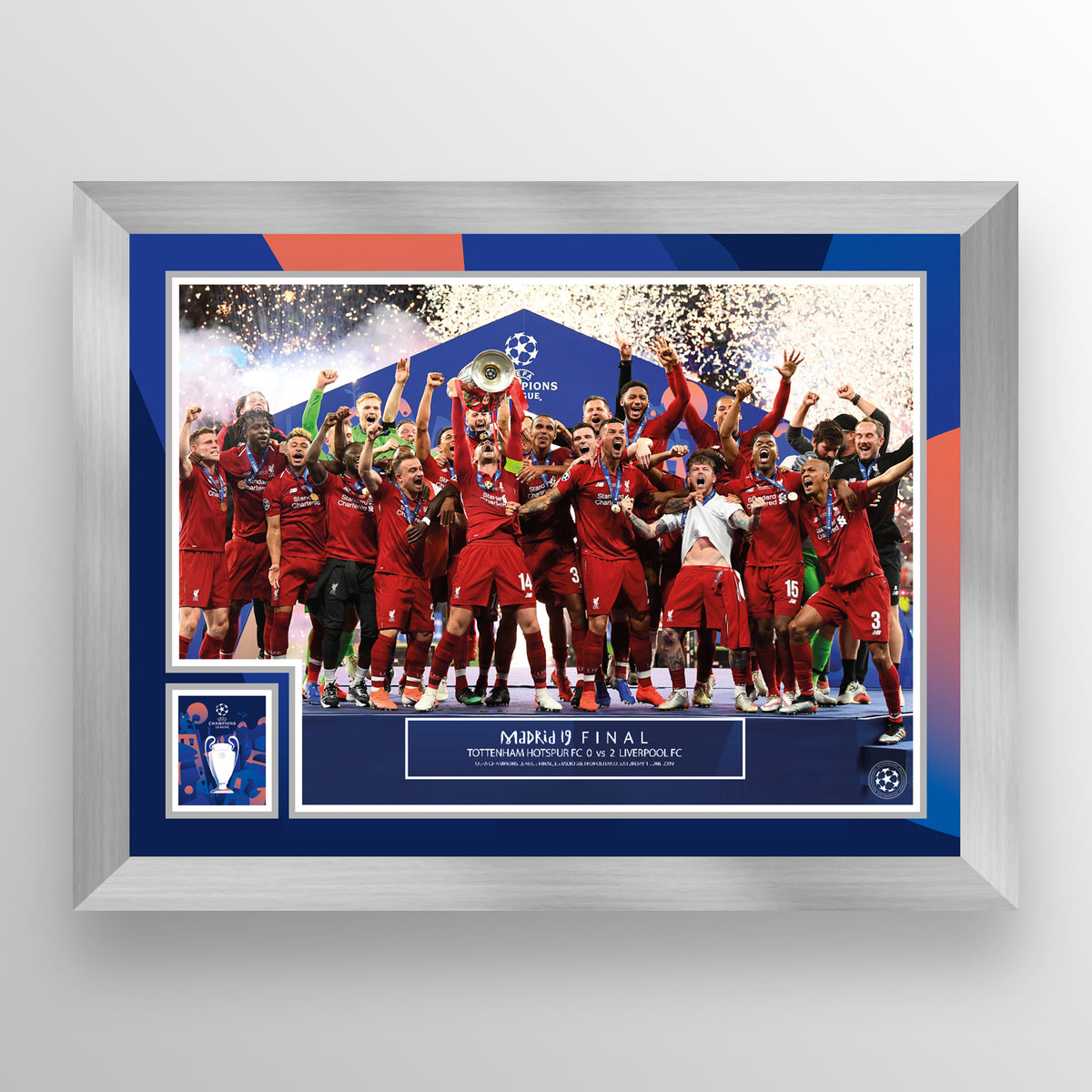UEFA Champions League 2019 Final - Winner: Liverpool - Silver Frame UEFA Club Competitions Online Store