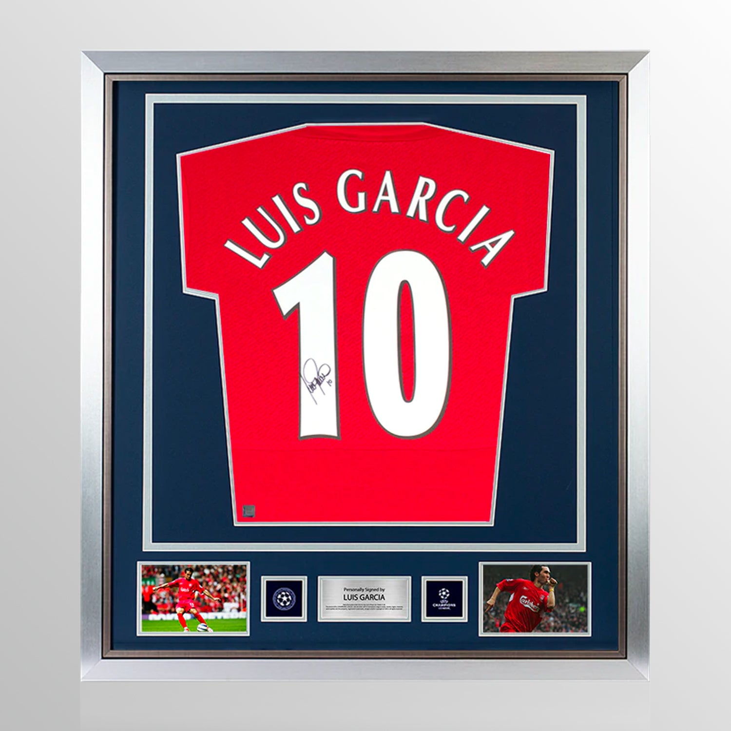 Luis Garcia Official UEFA Champions League Back Signed and Framed Liverpool 2005 Home Shirt UEFA Club Competitions Online Store