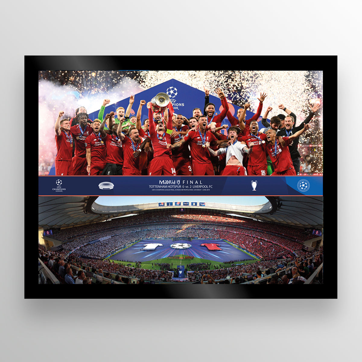 UEFA Champions League 2019 Final - Winner: Liverpool - Black Frame UEFA Club Competitions Online Store