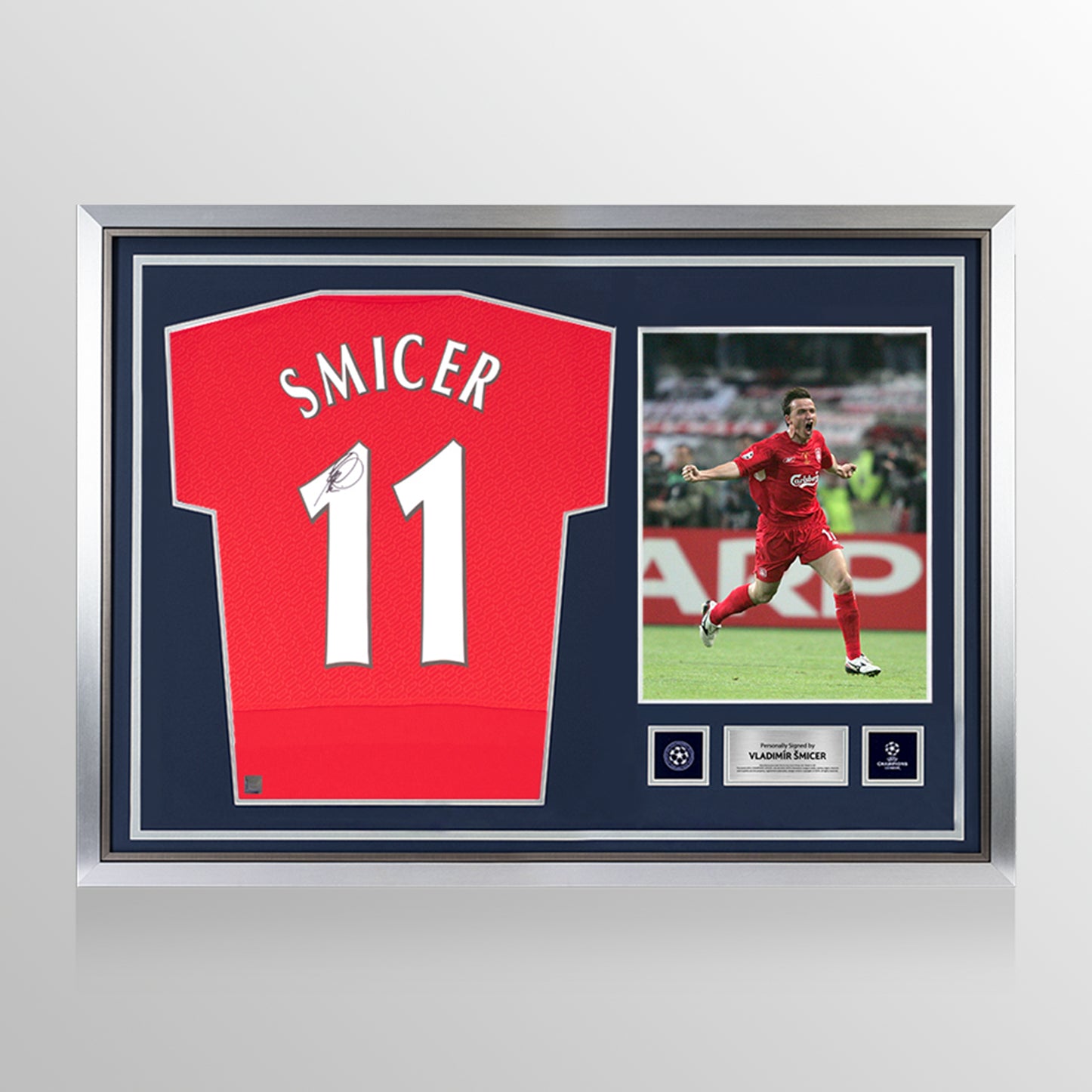 Vladimir Smicer Official UEFA Champions League Back Signed and Hero Framed Liverpool 2005 Home Shirt UEFA Club Competitions Online Store
