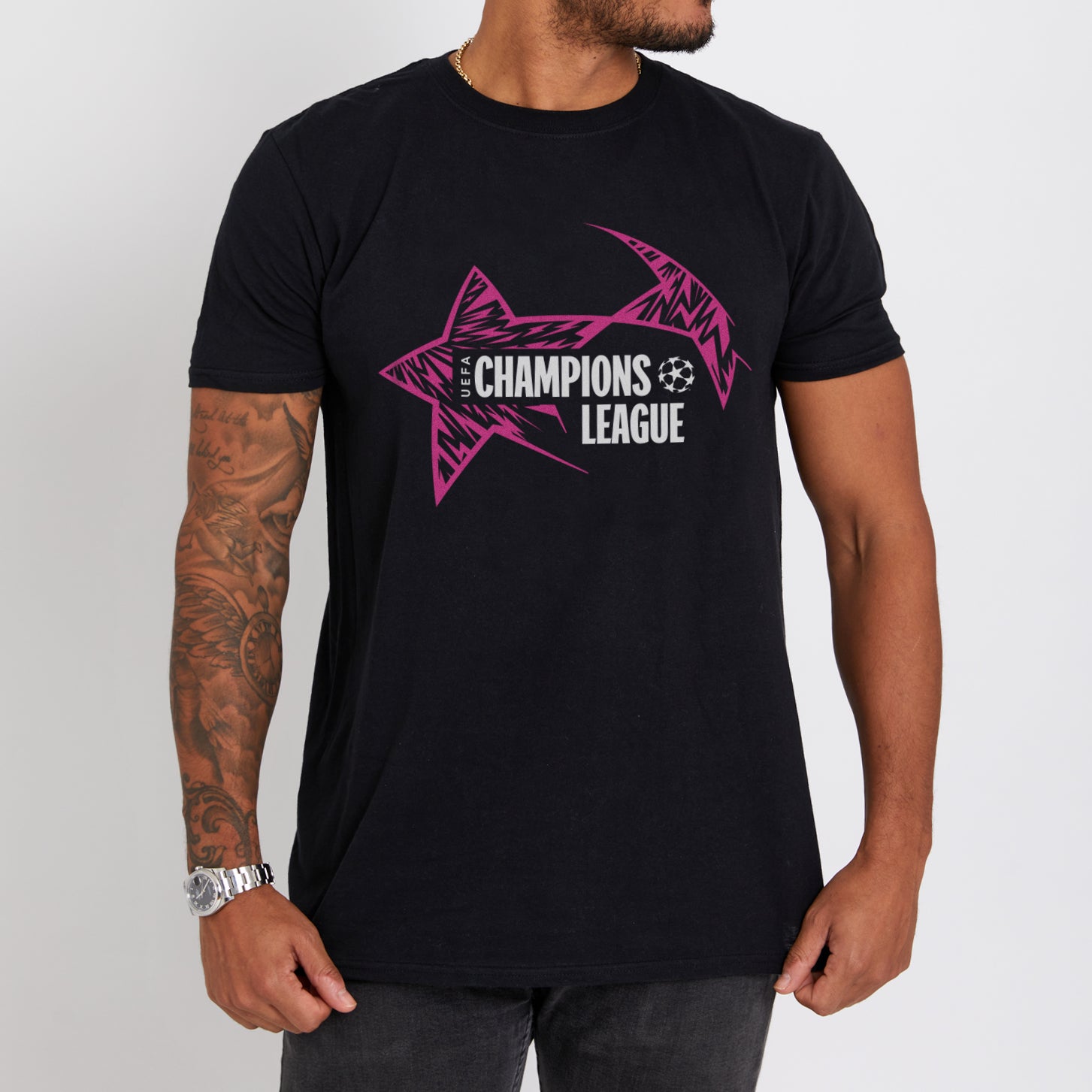 UEFA Champions League - Star Volt Black T-Shirt UEFA Club Competitions Online Store