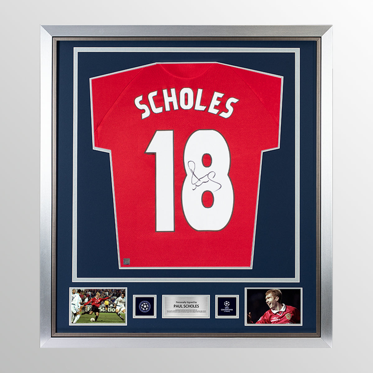 Paul Scholes Official UEFA Champions League Back Signed and Framed 1999 Manchester United Home Shirt: UCL Edition UEFA Club Competitions Online Store